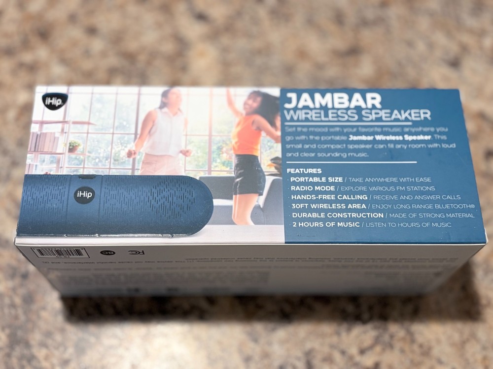 Jambar Wireless Speaker Bluetooth, Blue, 30ft Wireless Area, 2 Hours, Small