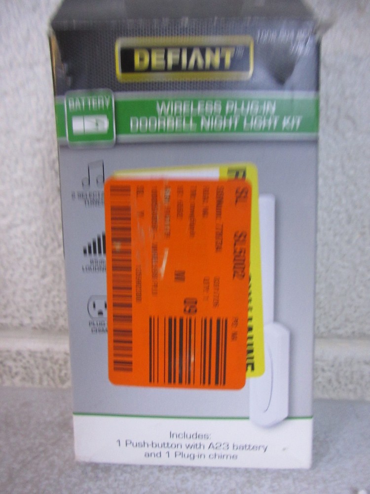 Defiant Wireless Plug-In Doorbell Kit LED Night Light & Wireless Push Button