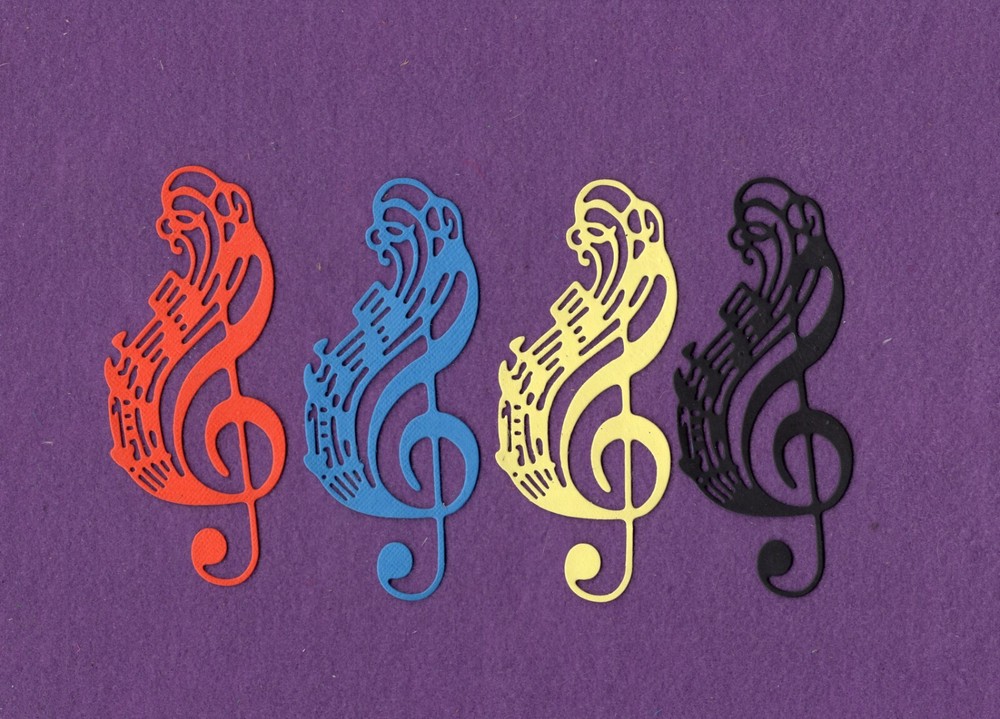 TREBLE CLEF MUSIC die cuts scrapbook cards