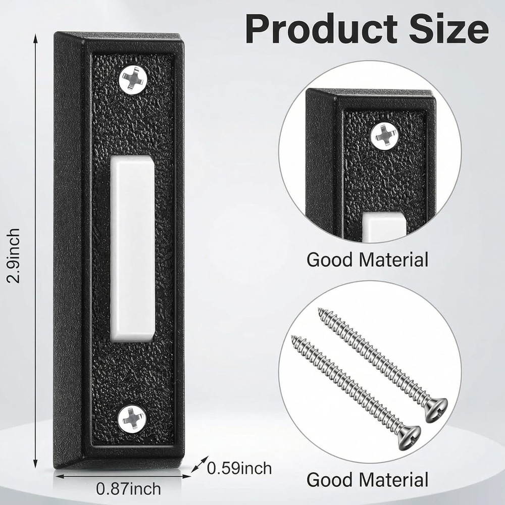 2 Pieces Lighted Doorbell Button, Wired Doorbell Push Button, Replacement Wall M