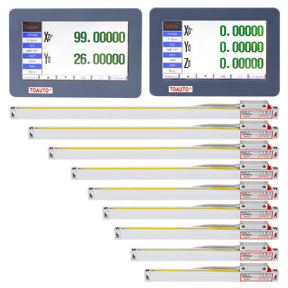 TOAUTO 2/3 Axis LCD Digital Readout 7'' Touch Screen Linear Scale for Mill Lathe