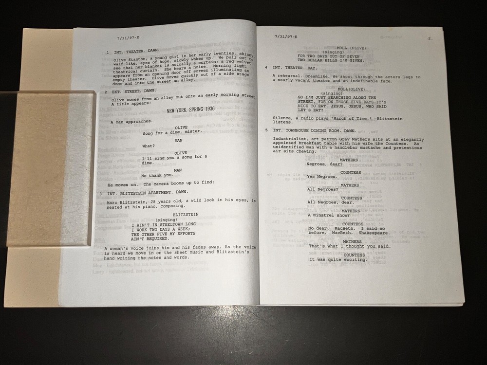 HAVOC (7/31/97) Tim Robbins CRADLE WILL ROCK Early Title Script w/NOTES + COA!