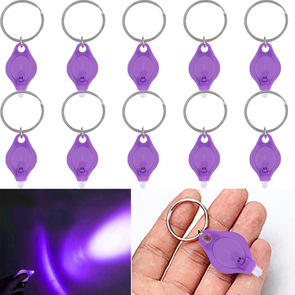 20/100PCS UV Mini Keychain LED Flashlight Key Ring Light Torch Black Light US