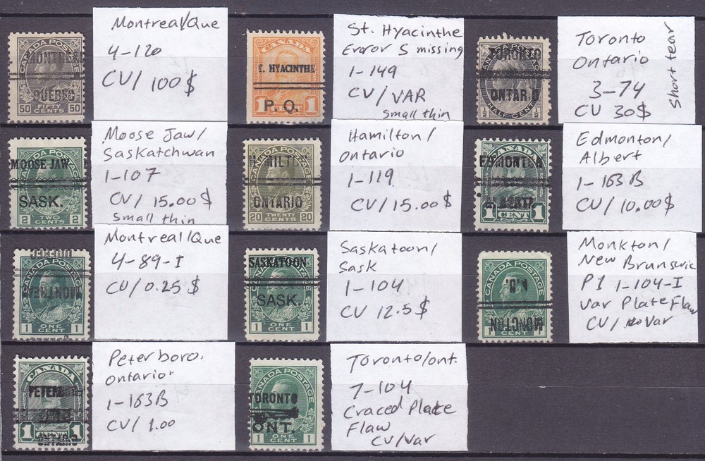 CANADA OLD VALUABLE PRECANCEL STAMP COLLECTION CV 180+