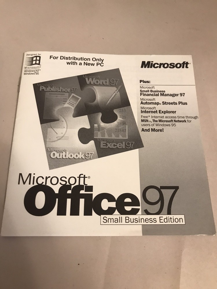 Microsoft Office 97 Small Business Edition Disc Only No Code