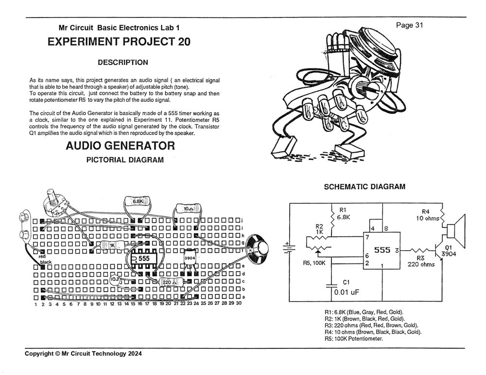 MC1-20 ** Mr Circuit Science ** Experiment Kit -AUDIO GENERATOR