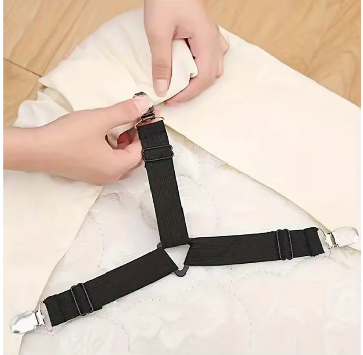 4PCS Bed Sheet Clips Anti Slip Adjustable Straps for Sheets Tablecloth