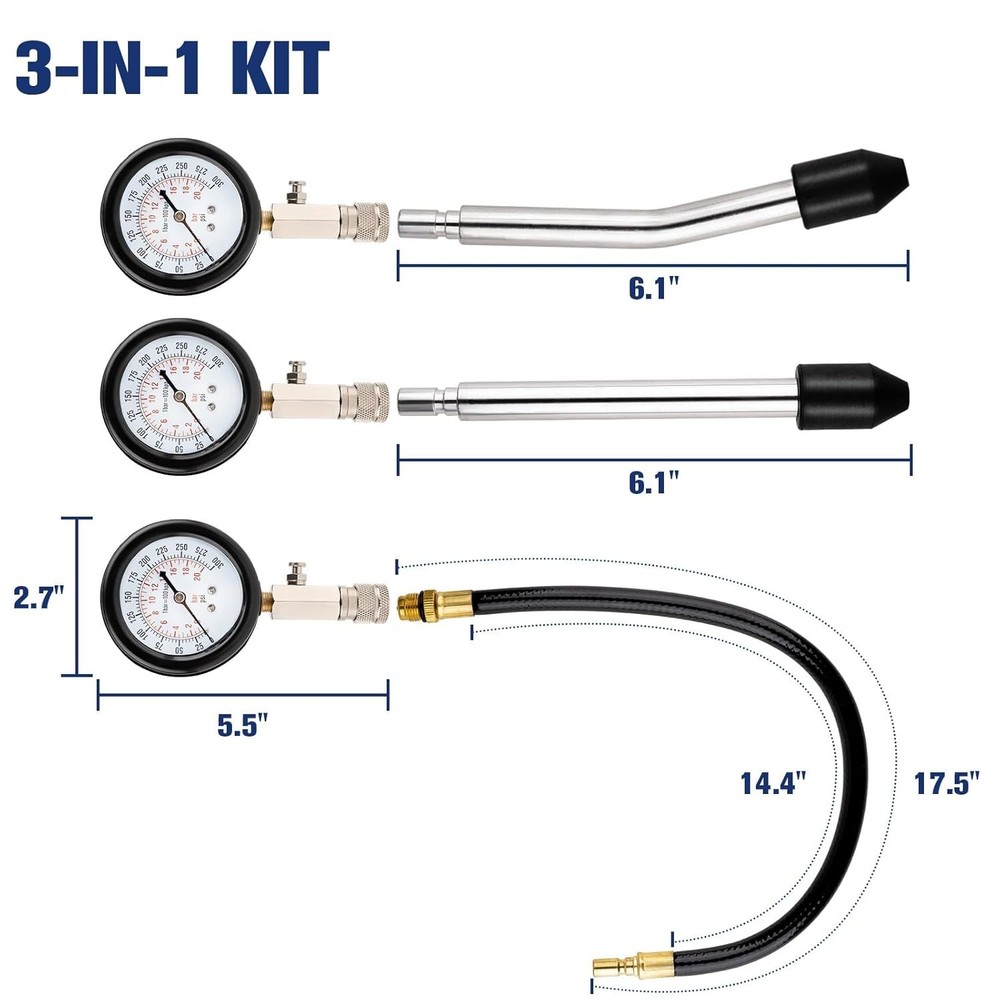 TU-21 Cylinder Leak Down Tester Kit Engine Compression for Car Motorcycle
