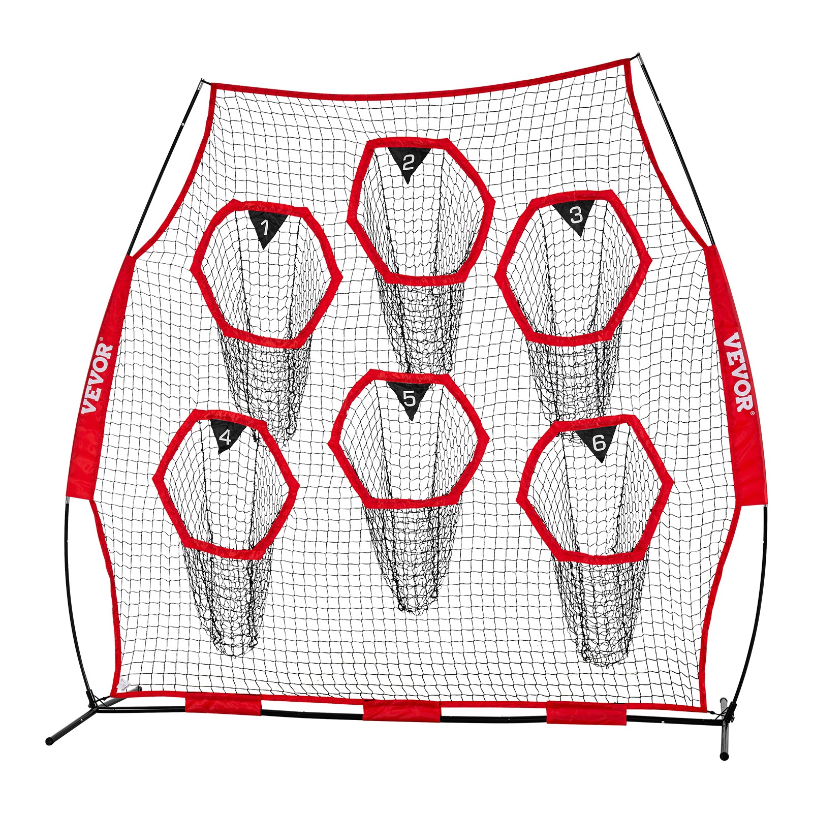 VEVOR 8x8 ft Football Trainer Throwing Net Portable Practice Net Improve QB Red