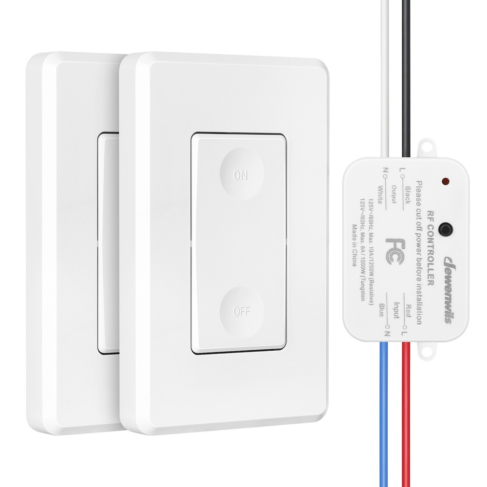 DEWENWILS Wireless Remote Control Light Switch and Receiver Kit 2 Wall Switches