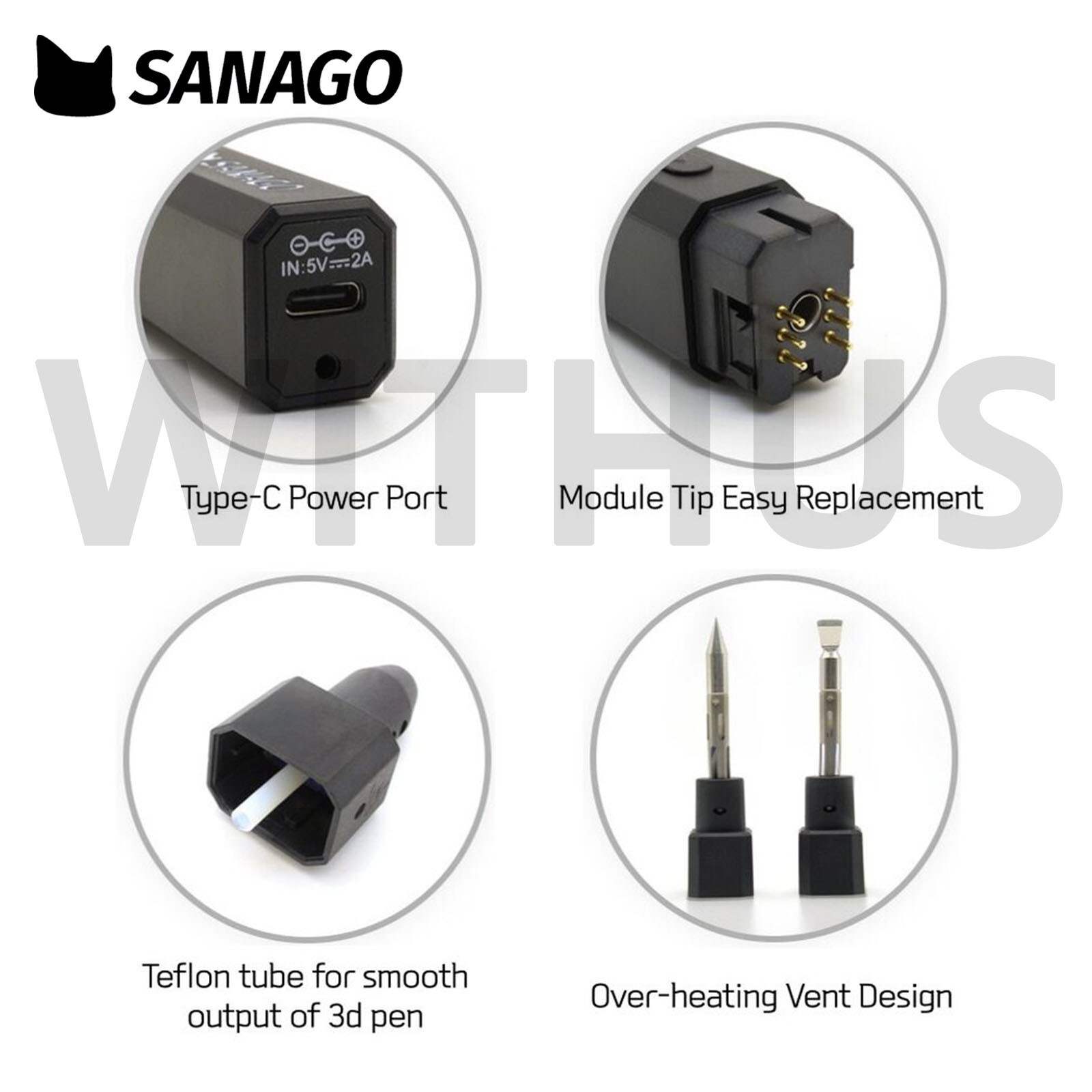 SANAGO New Sanago Premium 3D Pen Set 3 Type Module Replaceable Korean Artists