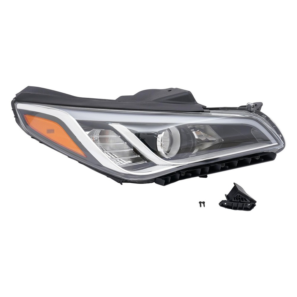 2015-2017 Sonata Halogen Headlight Right Passenger Chrome Clear Lens