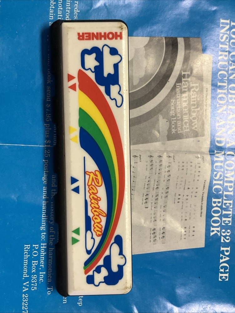 Working Vintage Hohner Rainbow Harmonica With Instruction Booklet