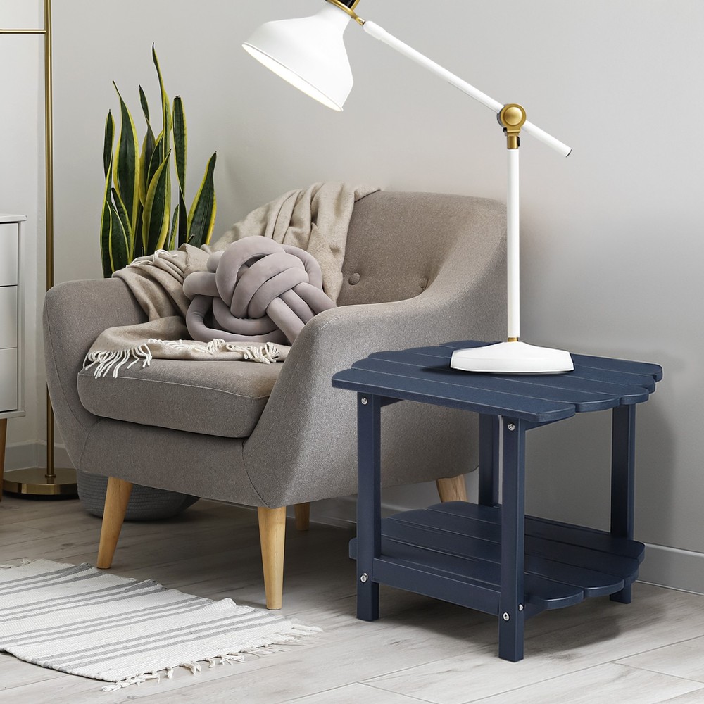 2-Tier Outdoor Side Table, Patio Side Table, Weather Resistant End Table