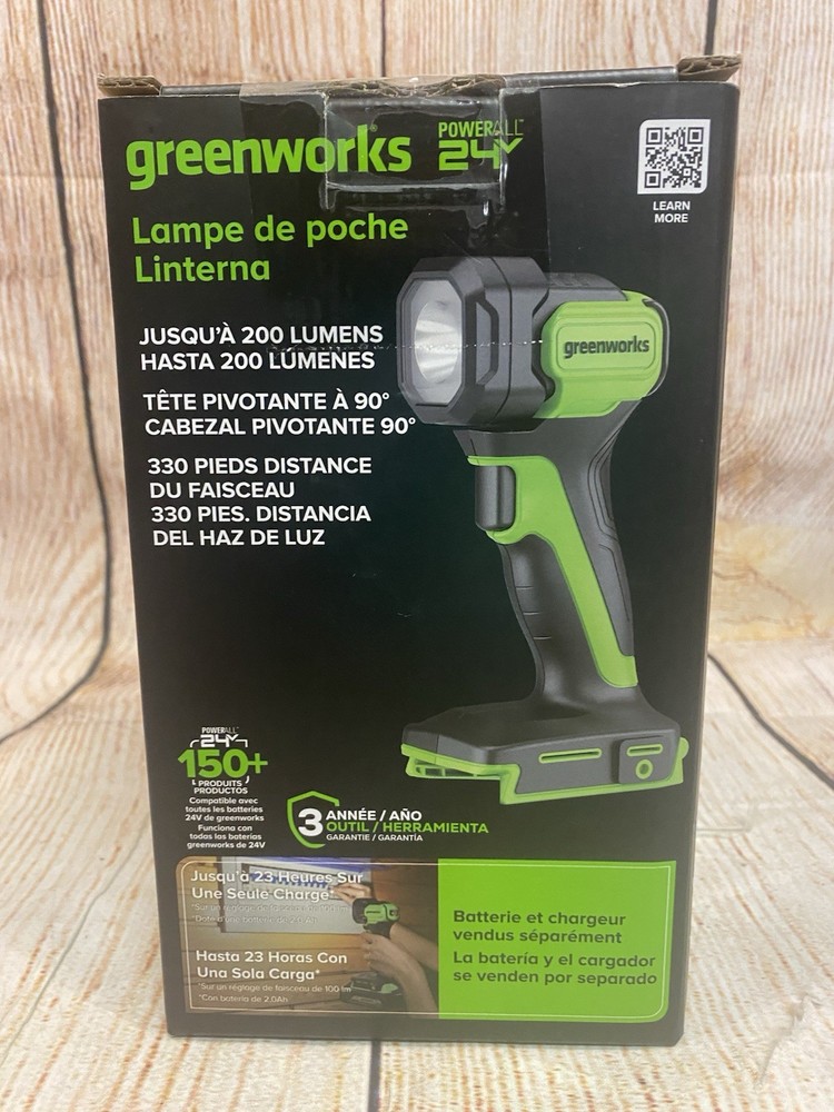 Greenworks 24V Max 200 Lumens Work Light Handheld Flashlight, Tool Only