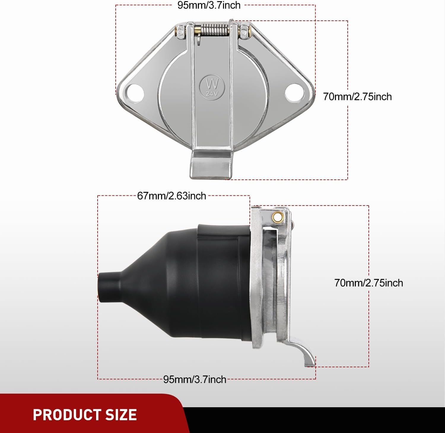 Nilight Vehicle-Side 7-Pin Round Trailer Wiring Harness Socket 7 Way Female-End