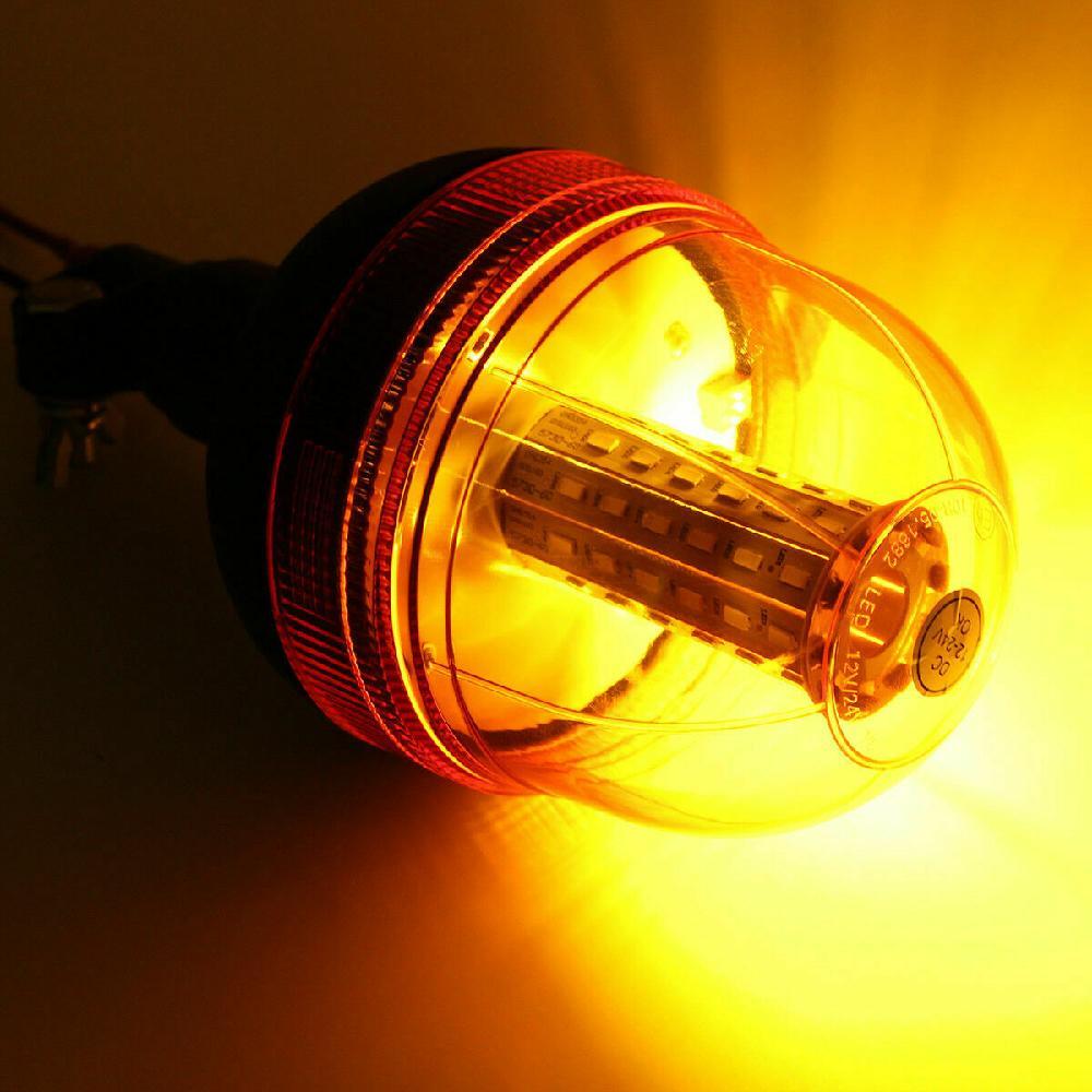 LED Rotating Flashing Amber Beacon Flexible DIN Pole Tractor Warning Light 12-24