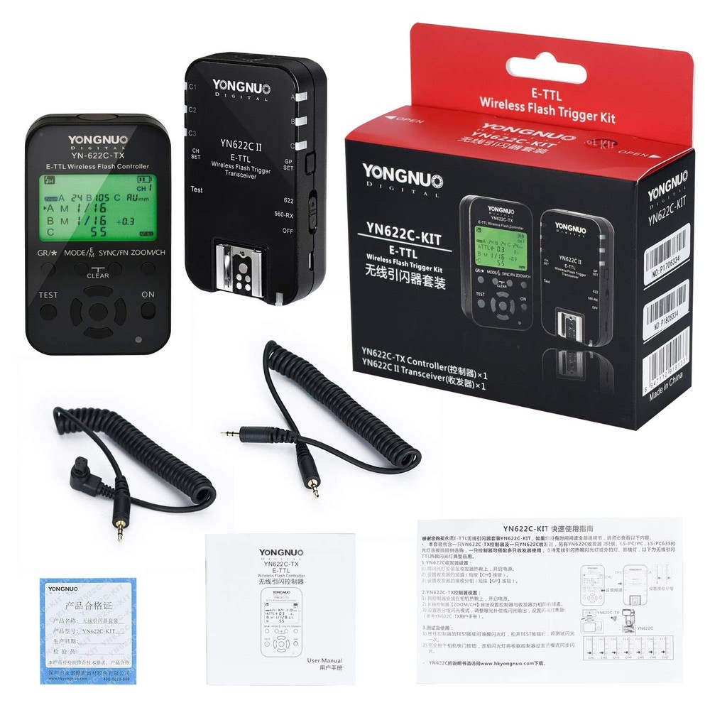 YN622C-KIT Wireless -TTL Flash Trigger Kit, with Screen for Canon, Including ...