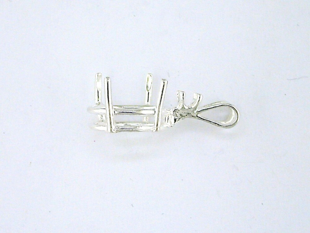 Oval Single Accent Pendant Setting Sterling Silver