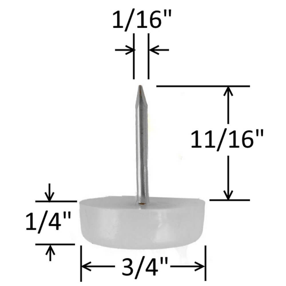 3/4" Dia. Nylon Glides - White - 25 Pack