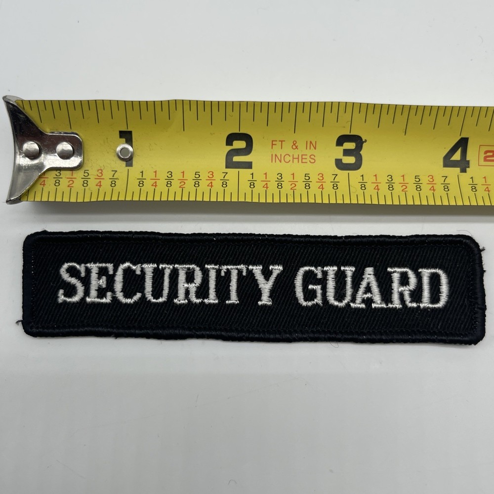 Security Guard Tab Tape Label Patch Black White Merrowed  ~4.25”