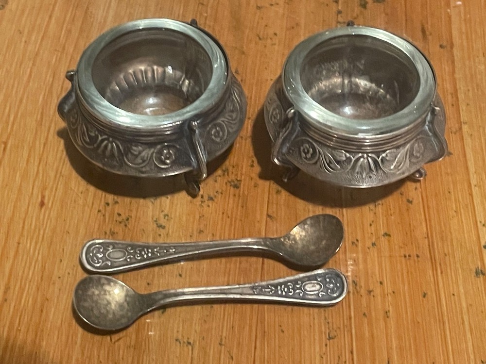 Vintage Salt Cellars with Spoons