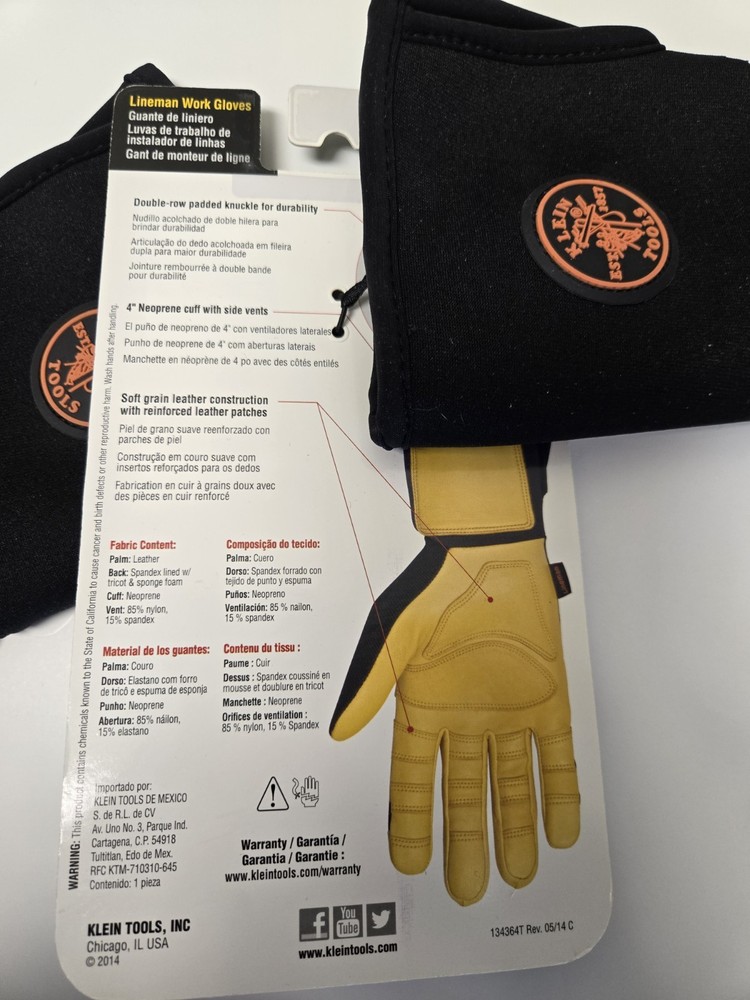 Klein Tools 40080 Lineman Work Gloves, Medium