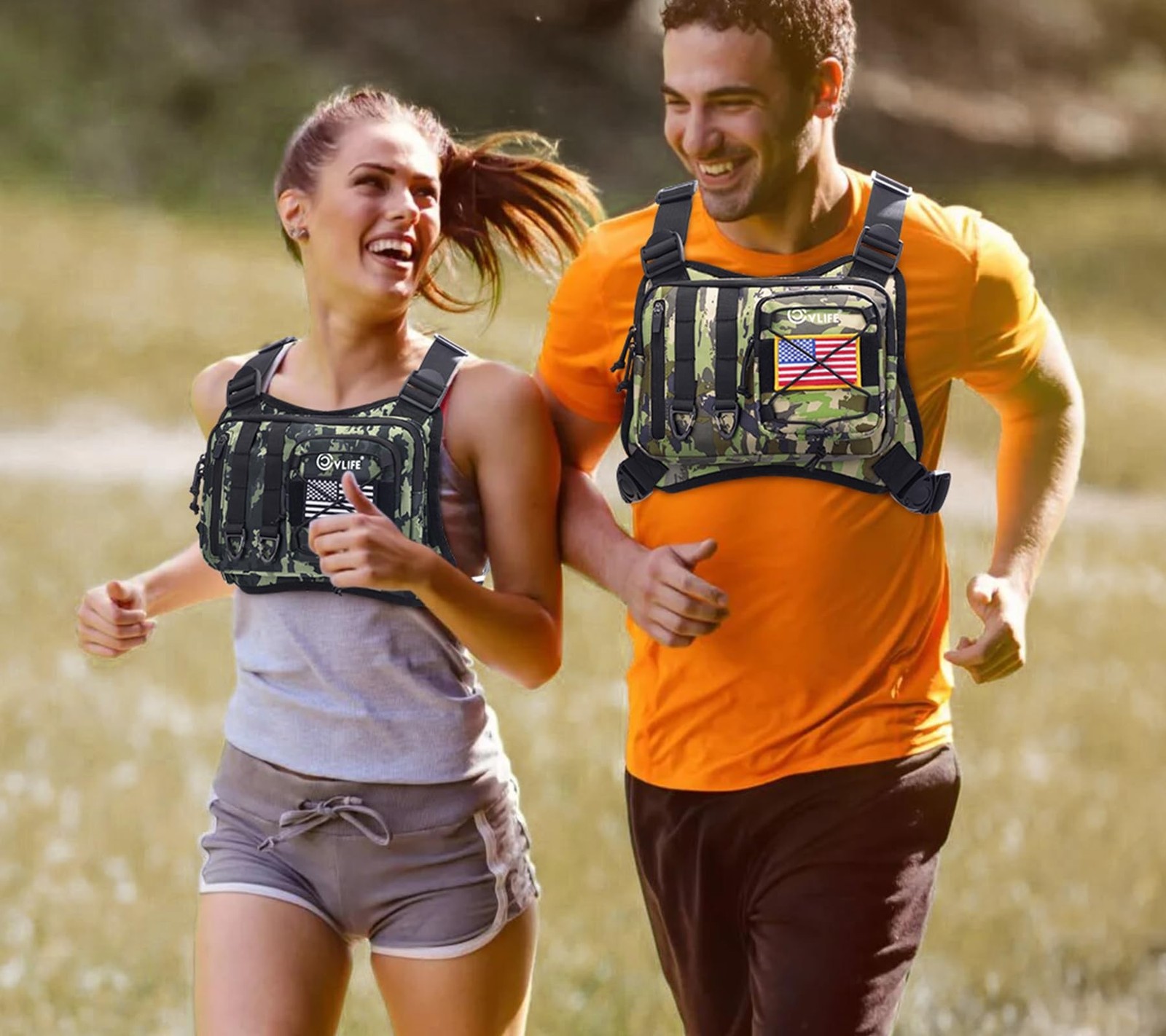 CVLIFE Outdoor Chest Bag for Men, Tactical Chest Pack, Adjustable Running Ves...