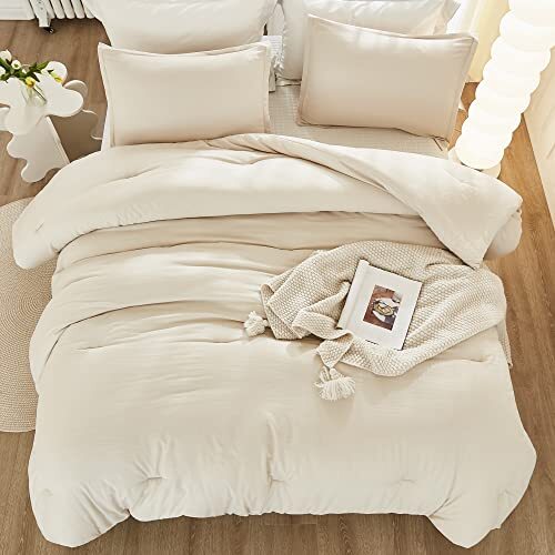 Full Size Comforter Sets 3 Pieces Boho Lightweight Full (79"x90") Beige