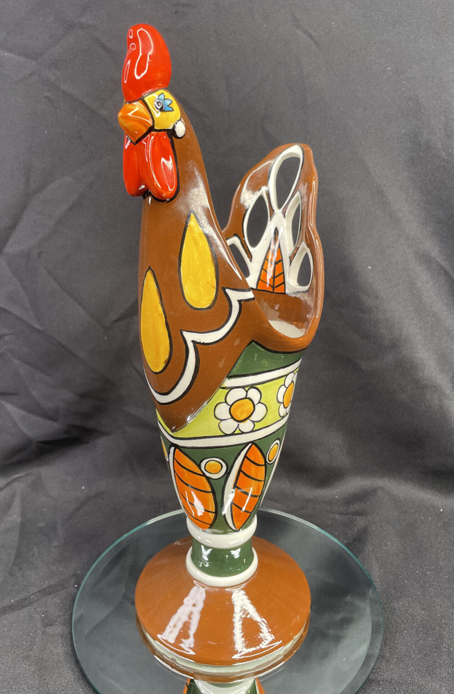 Ceramic Rooster Vase Planter 13”