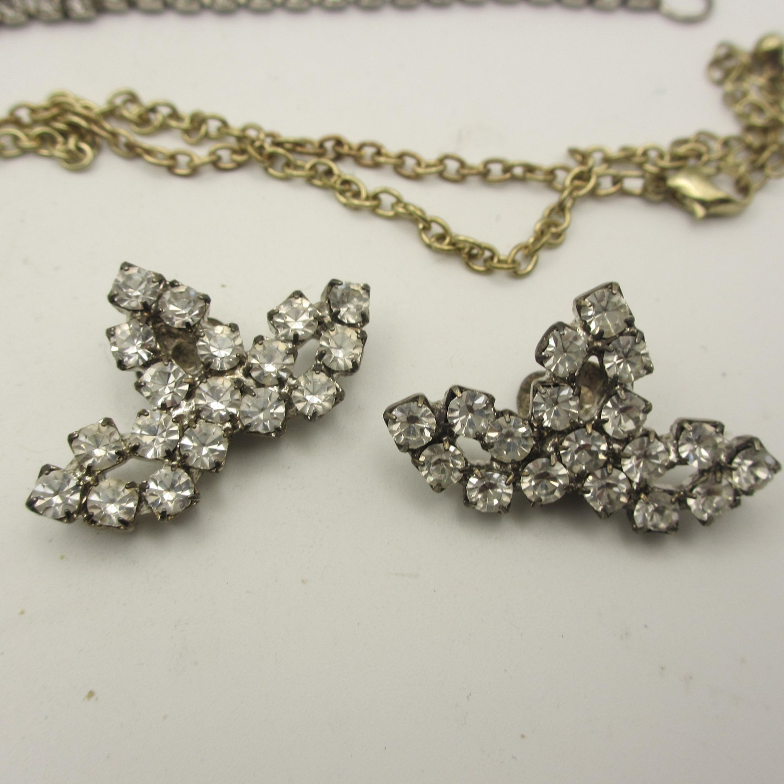 Vintage Rhinestone Jewery Lot Bracelets Necklaces Earrings Shoe Clips Brooch