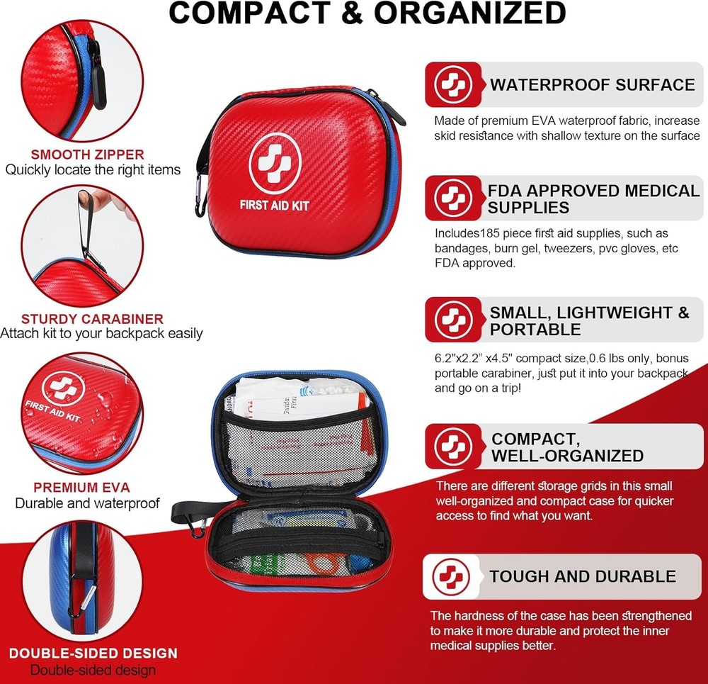 Small First Aid Kit Emergency Kit Waterproof & Portable