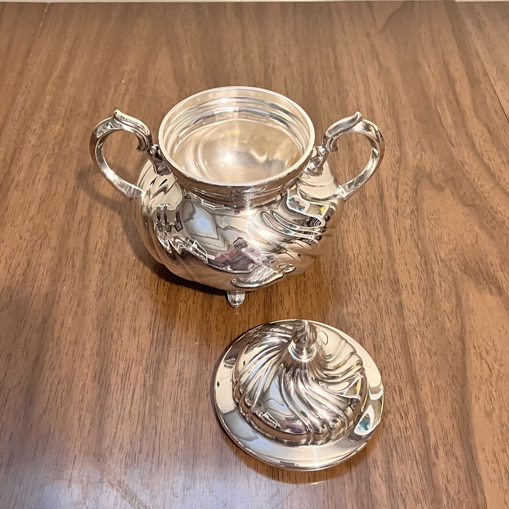 WMF Silver plate Coffee Tea Set 5pc with Tray 18in Swirl Pattern Germany