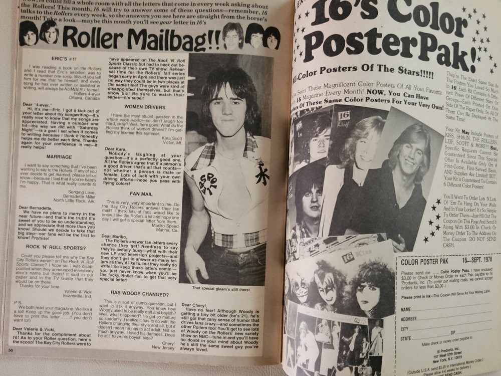 16 Magazine September 1978 ACE, MANILOW, ROLLERS, BEE GEES, KISS, CASSIDY