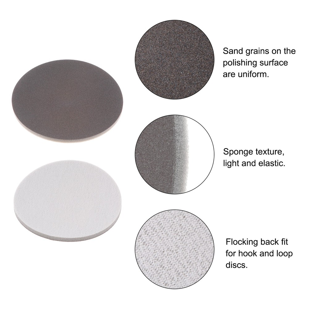 15pcs 320 Grit 5-inch Sponge Pad Sanding Sponge Hook and Loop Sanding Disc