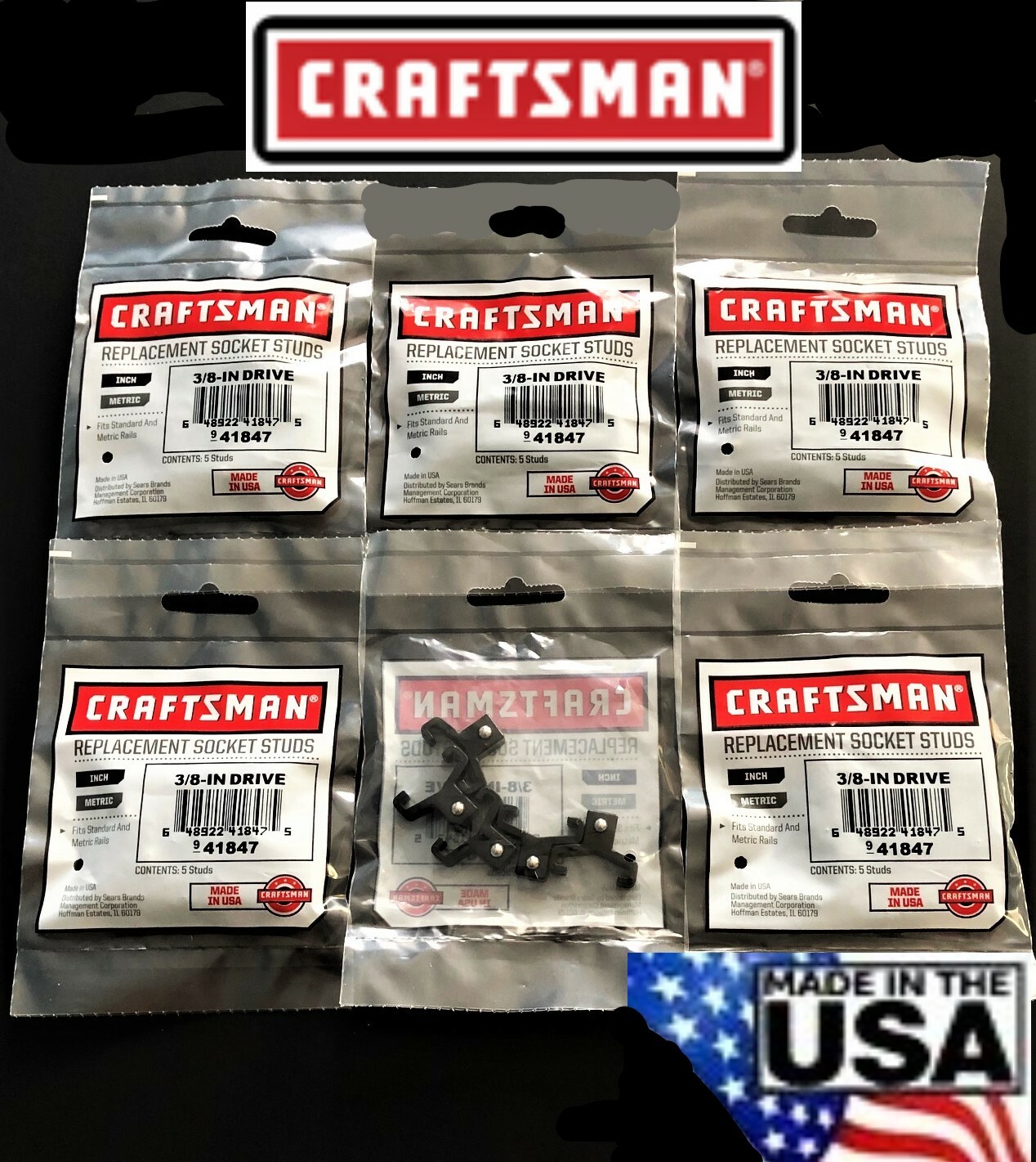 30 CRAFTSMAN 3/8" BLACK REPLACEMENT SOCKET STUDS RACK RAIL CLIPS 941847 USA MADE
