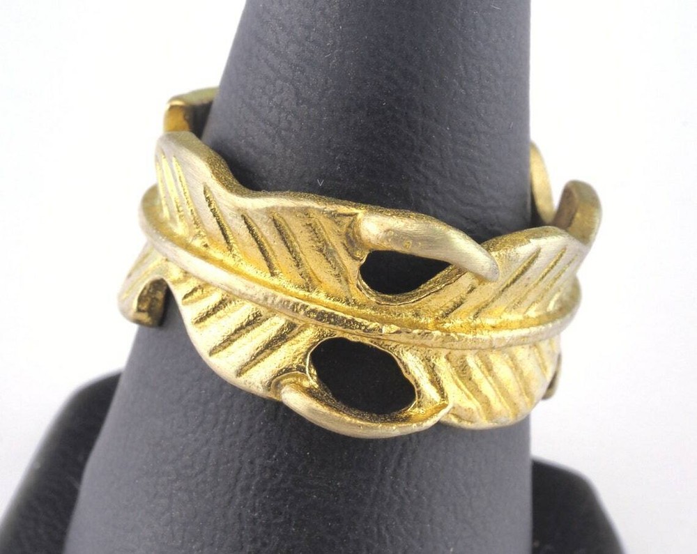 Leaf Ring Adjustable Raw brass (18.5mm 8.5US inner size) 2704