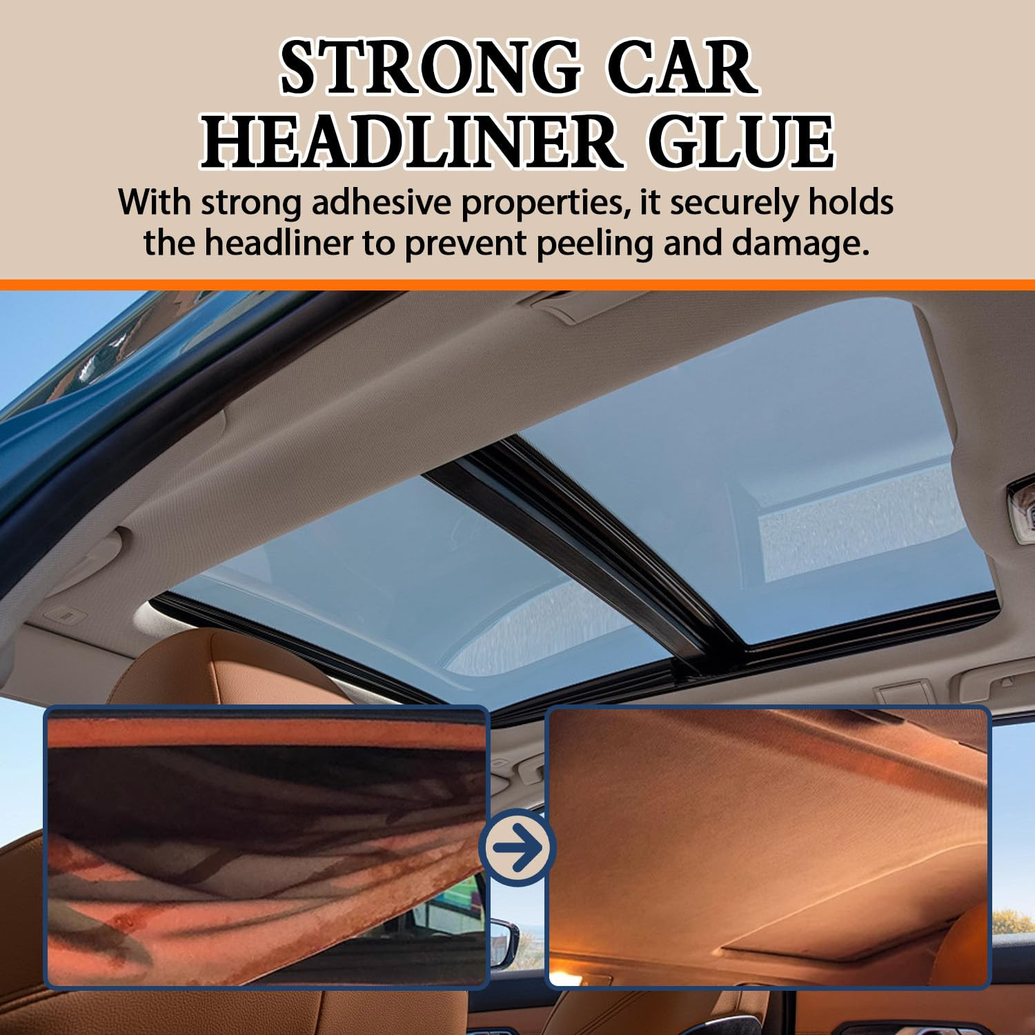 Car Headliner Glue, Upholstery Adhesive, Strong Automotive Interior Glue with Br