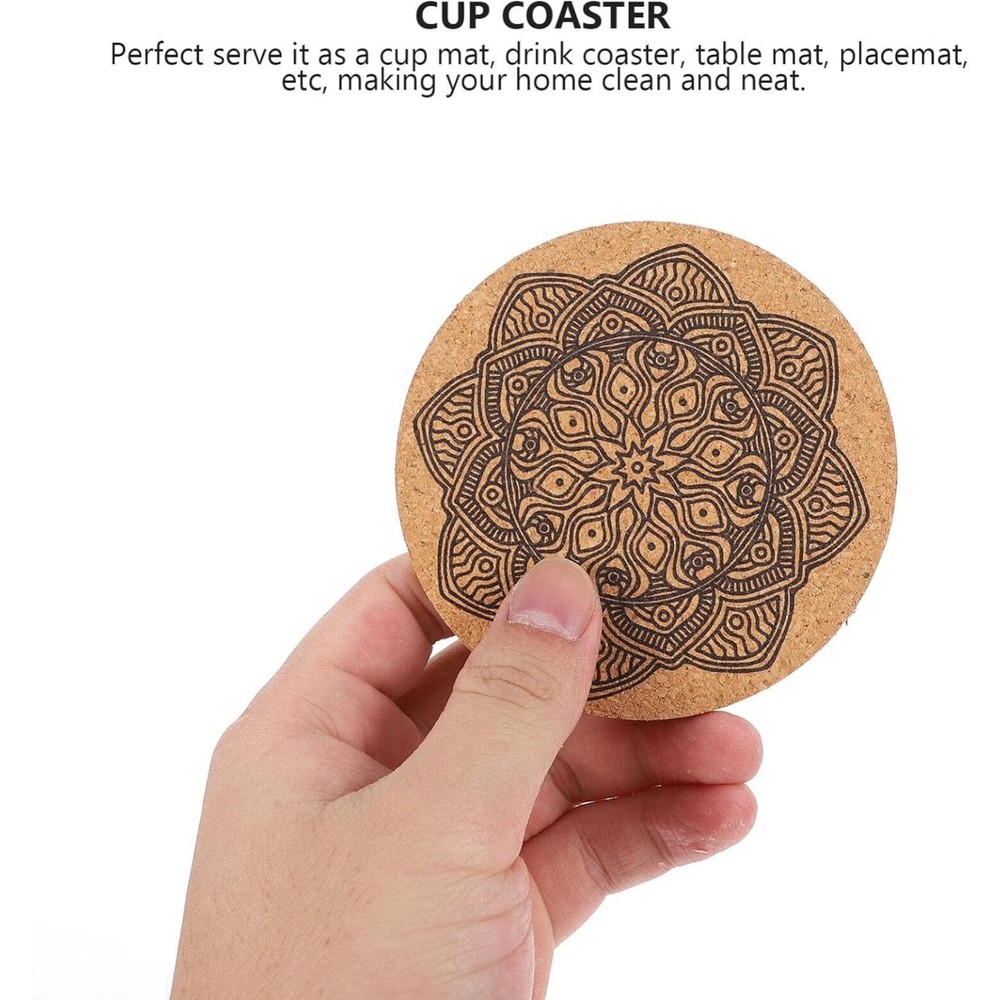 Coasters for Drinks 12 pcs Absorbent Cork Coasters with Flower Pattern