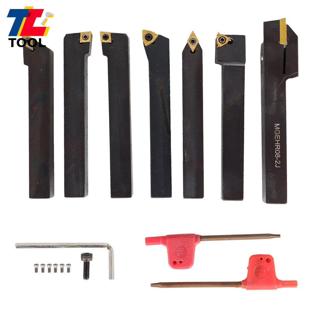 7Pc 1/2" Lathe Tool Bit Thread Insert+Holder Set Carbide Indexable Turning Tool