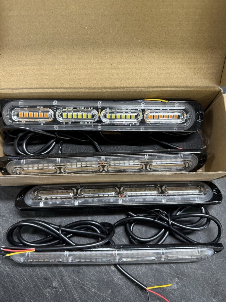4 Pack amber clear strobe lights 7.5x1