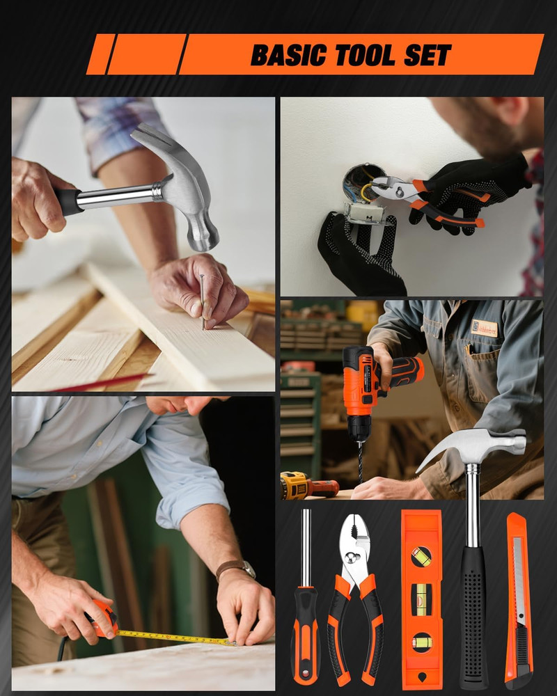 139-Piece Tool Set - Tool Kit with 8V Cordless Drill Driver in Toolbox Storage C