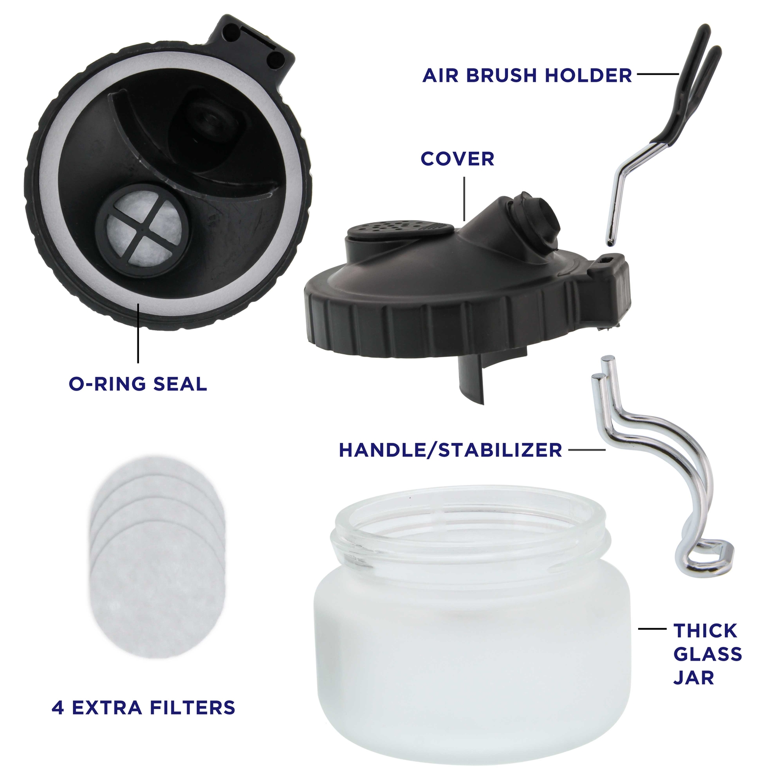 Airbrush 3 in 1 Cleaning Pot with Holder; Cleans Out Art Paint, Holds Airbrush