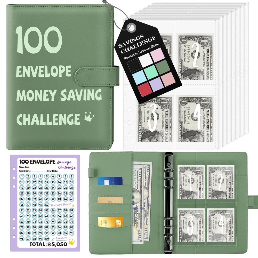 100 Envelopes Money Saving Challenge Binder A5 Book Save $5050 Tracker