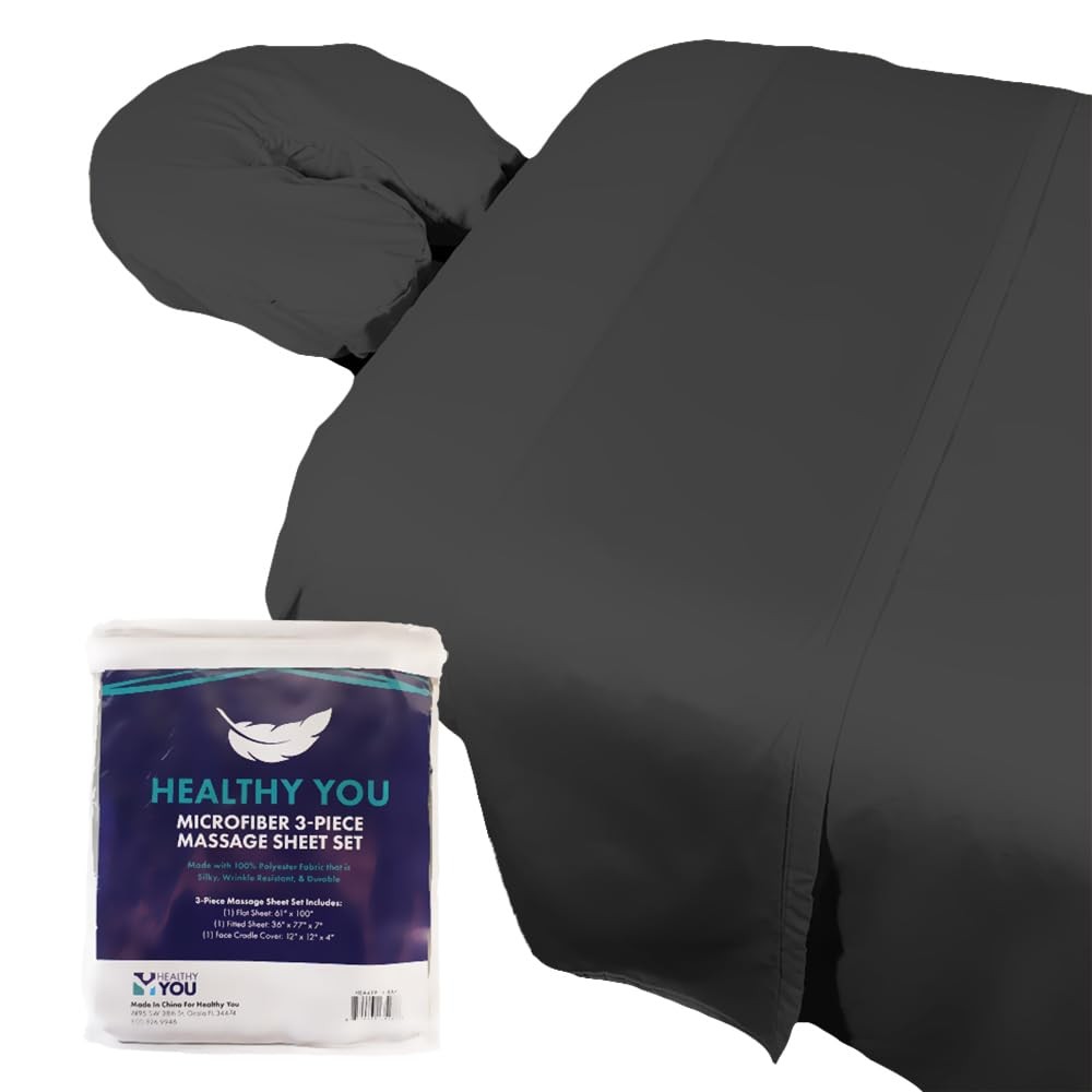 Microfiber Massage Spa Table Sheets 3pc Set - Wrinkle-Resistant, Includes Fla...