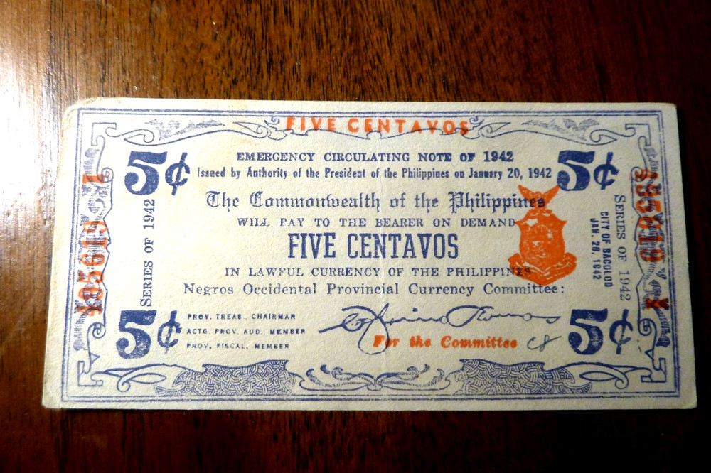 Philippines 5 CENTS  1942 Emergency Note Issue WWII VF