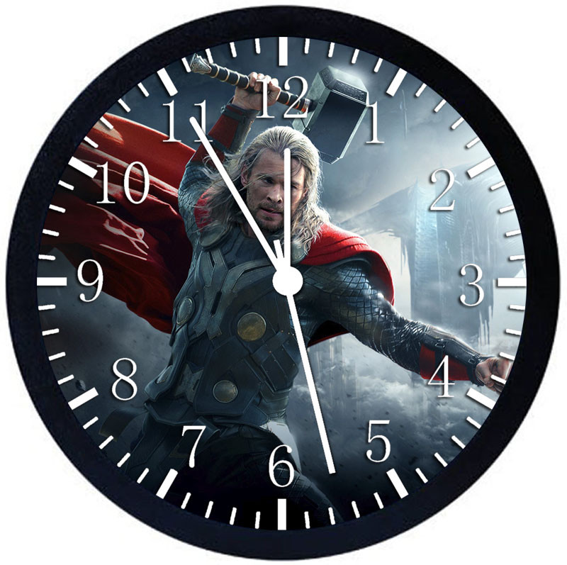 Thor Black Frame Wall Clock Nice For Decor or Gifts E462