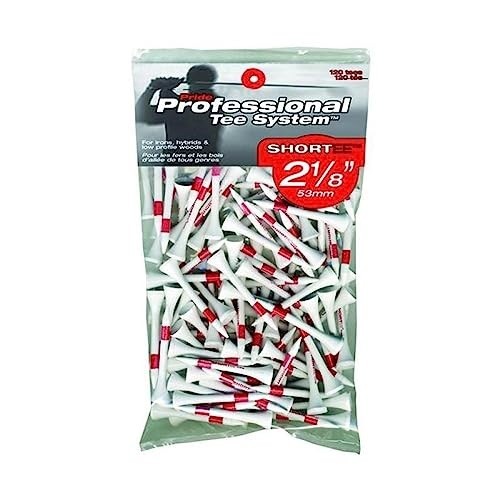 NEW Professional Tee System - 120 Count - White/Red - 2-1/8"