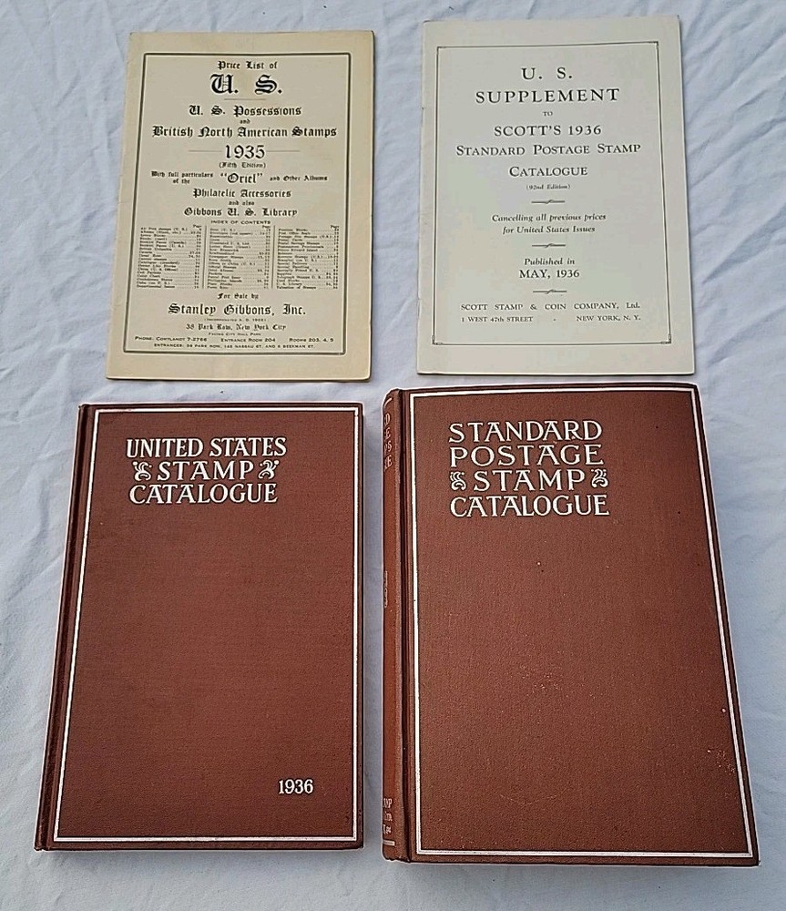 1936 Scott Standard Postage Stamp + United States Catalogue & More Set of 4