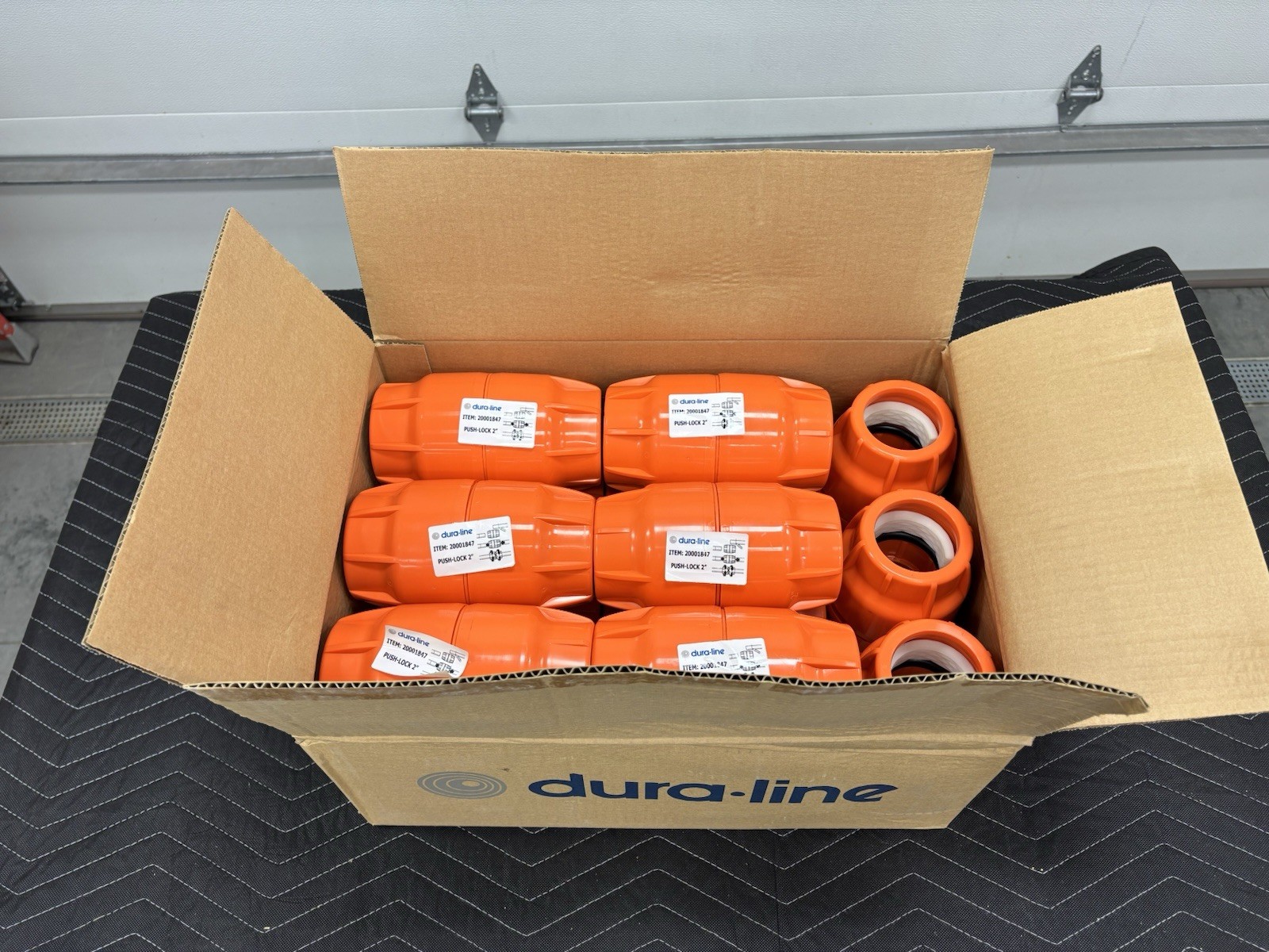 2" Dura-Line Molded Plastic Push Lock Coupler - Orange - 20001847 **CASE OF 15**